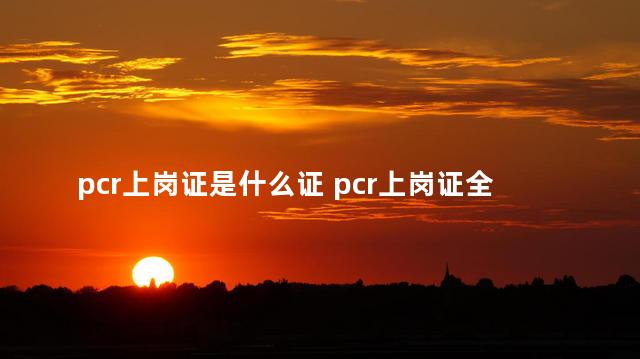 pcr上岗证是什么证 pcr上岗证全称叫什么